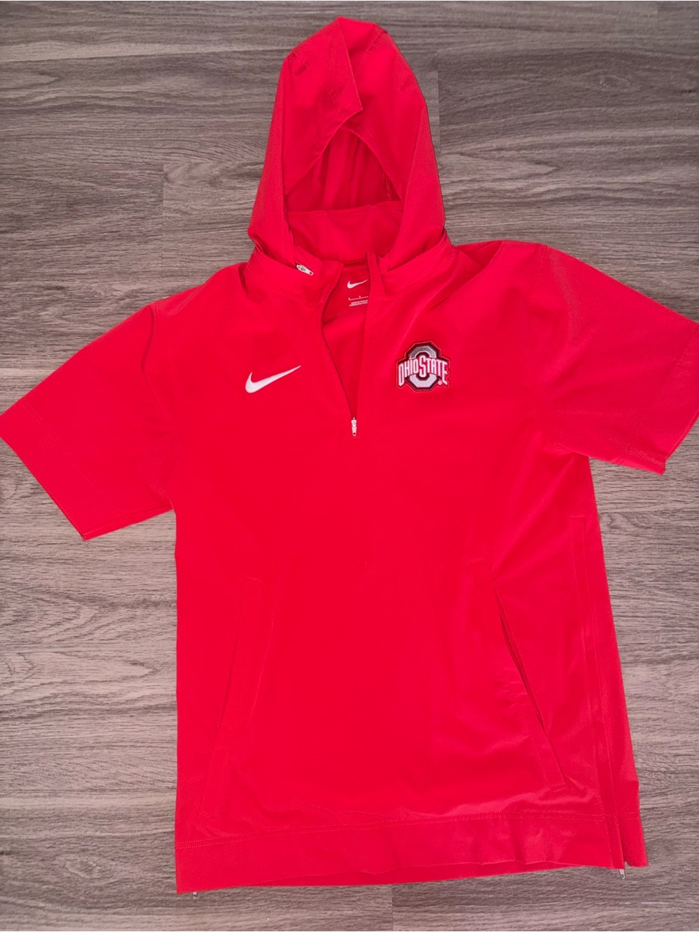 Nike Ohio State Buckeyes Scarlet Sideline Coach Jacket Short sleeve with hood /S
